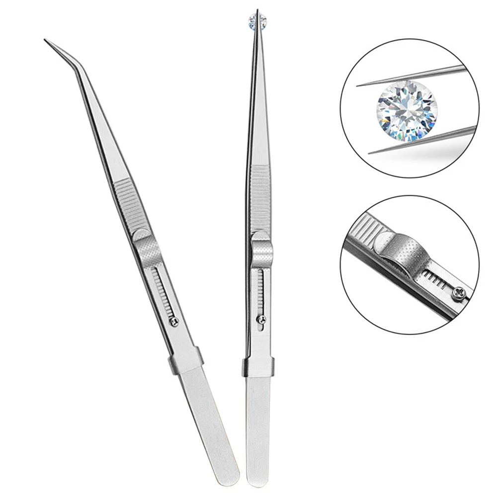 

2pcs Jewelry Precision Tweezers Anti Static Stainless Steel Multipurpose Tweezers for Electronic Lab Work Jewelry Making