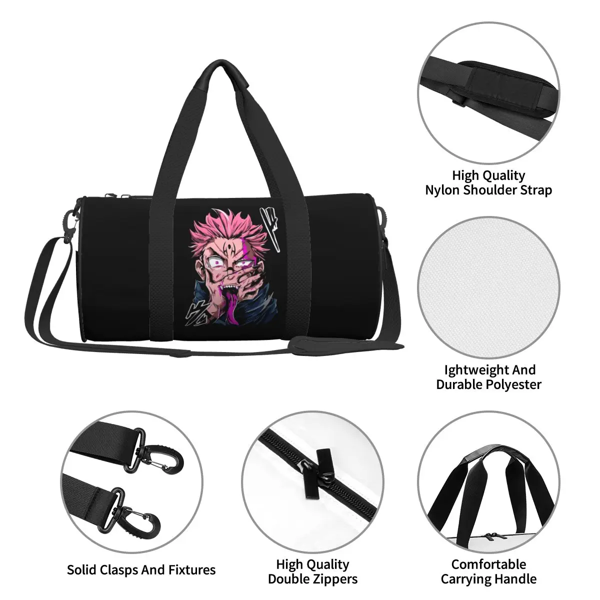 JJK Gojo Anime Gym Bag Cool Japanese Travel Sports Bags Couple Design with Shoes Novelty Fitness Bag Oxford Handbags 4