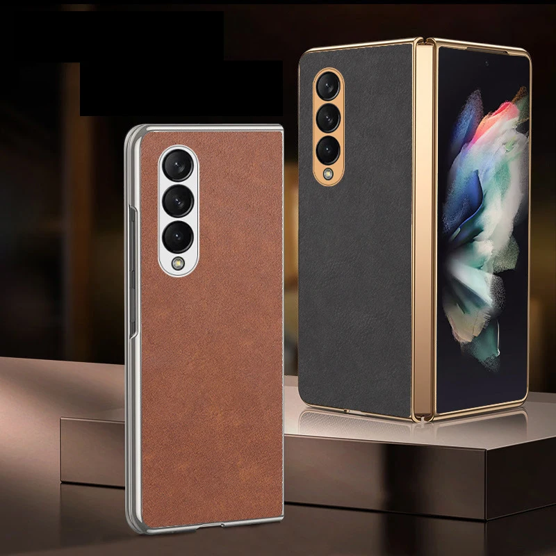 Custodia Z Fold 3 Funda Per Samsung Galaxy Z Fold 3 Z Fold 2 Placcatura Custodia Protettiva Per Cellulare Con Motivo A Tinta Unita