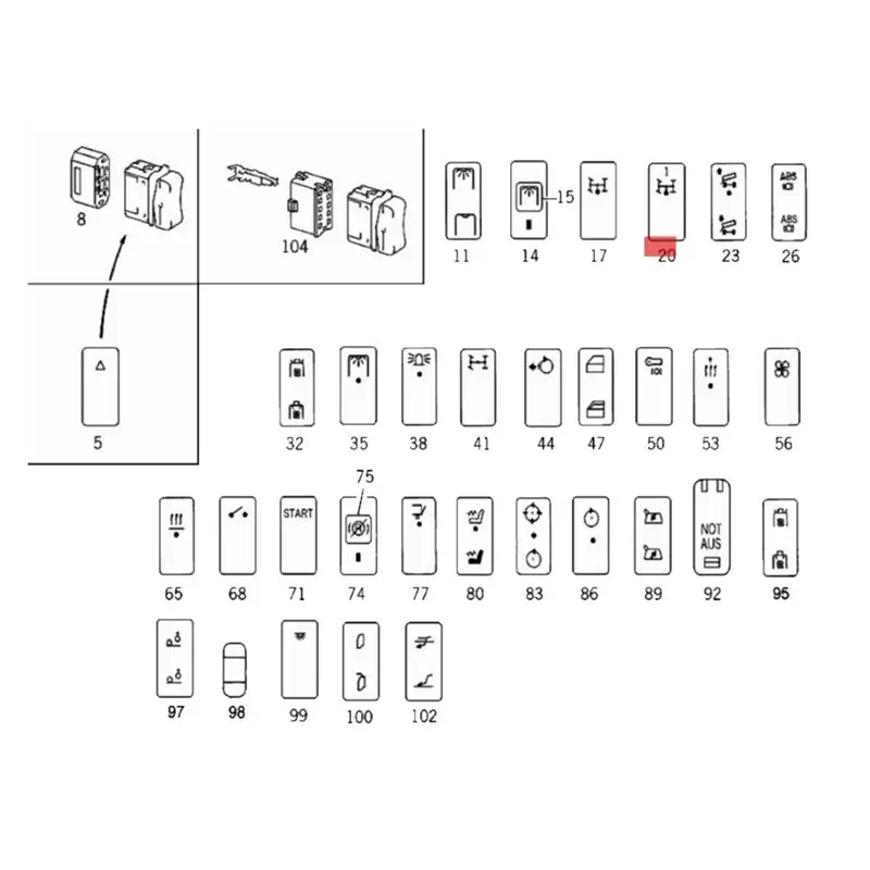 1개의 푸시풀 버튼 스위치 A0045454107 004 545 41 07 (3203.6290 PTO용)