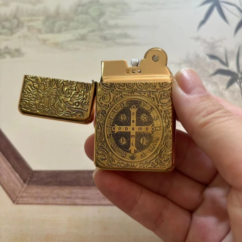 CHIEF engraved Constantine pattern kerosene lighter retro grinding wheel ignition portable personalized men's gift 4