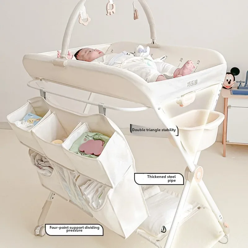 Baby Comfort Massage & Touch Nursing Table, Newborn Baby Diaper Changing Table, Multifunctional Folding Storage Stand