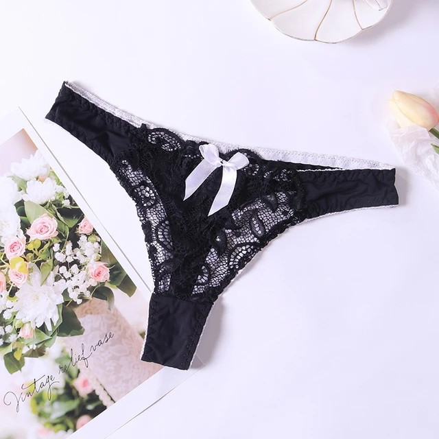 Brief Underwear For Women Womens Sheer Lace Thong Ladies Low Waist Pearl  Panties