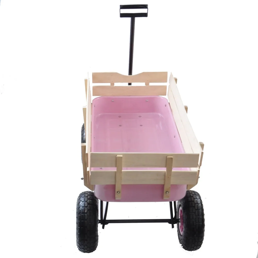 Outdoor Station Wagon All-terrain Pull Wooden Railing Pneumatic Tire Children's Garden Carts
