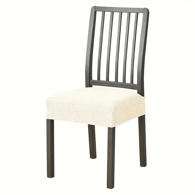 Stretch Jacquard Dining Chair Seat Cover - Solid Color, Removable & Anti-Dust