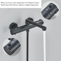 Thermostatic Bathtub Shower Faucet Rotatable Long Spout with Handshower Wall Mount Cold Hot Water Mixer Bathroom Shower System 2