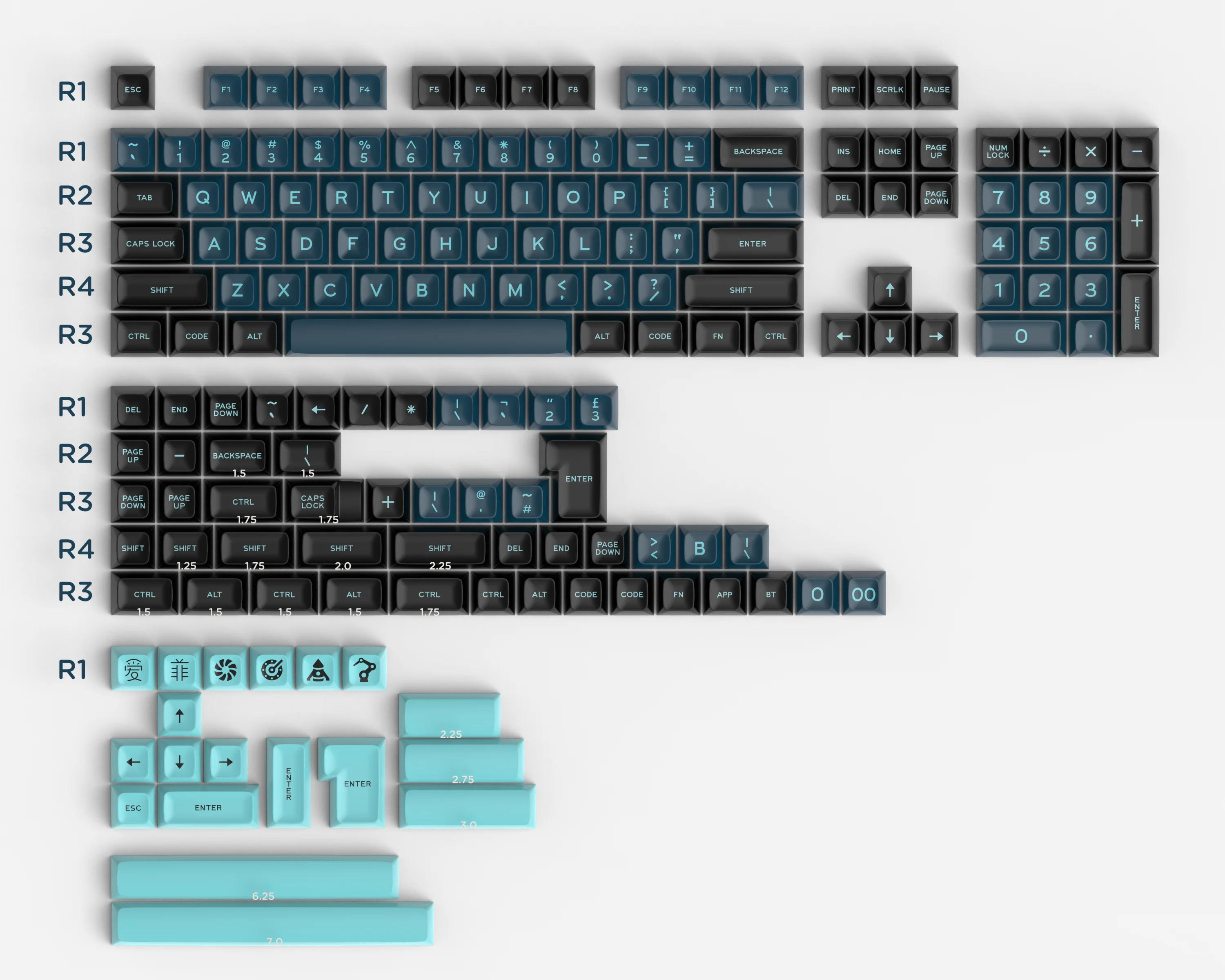 Клавиатура Механическая Monster Keycap SA Porfile 172 клавиш два цвета для 61/64/68/71/75/87/98/104 2ith |