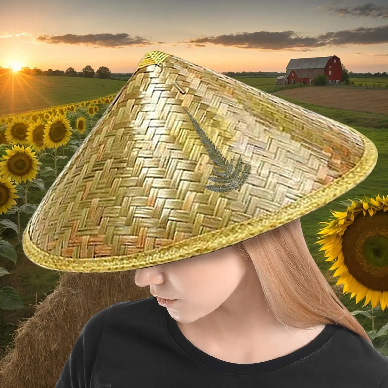 1pcs Chinese Retro Straw Hat Fisherman Hat Handmade Weave Straw Bucket Hat Tourism Rain Dance Props Cone Fishing Sunshade Hat