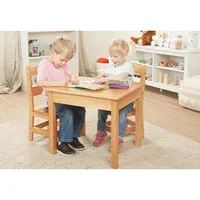Solid Wood Table and 2 Chairs Set - Light Finish Furniture for Playroom 1