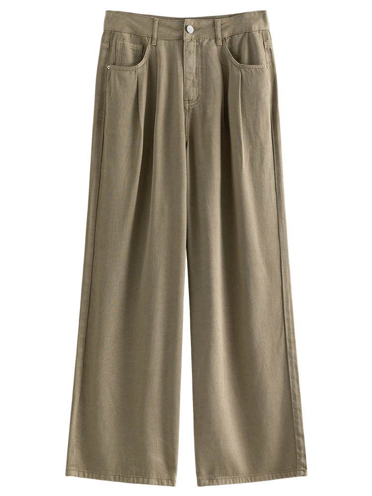 DUSHU Plus Size Summer Drape Straight Floor Length Pants For Slightly Fat Girl 2024 Summer High Waisted Casual Pants 24DS82021