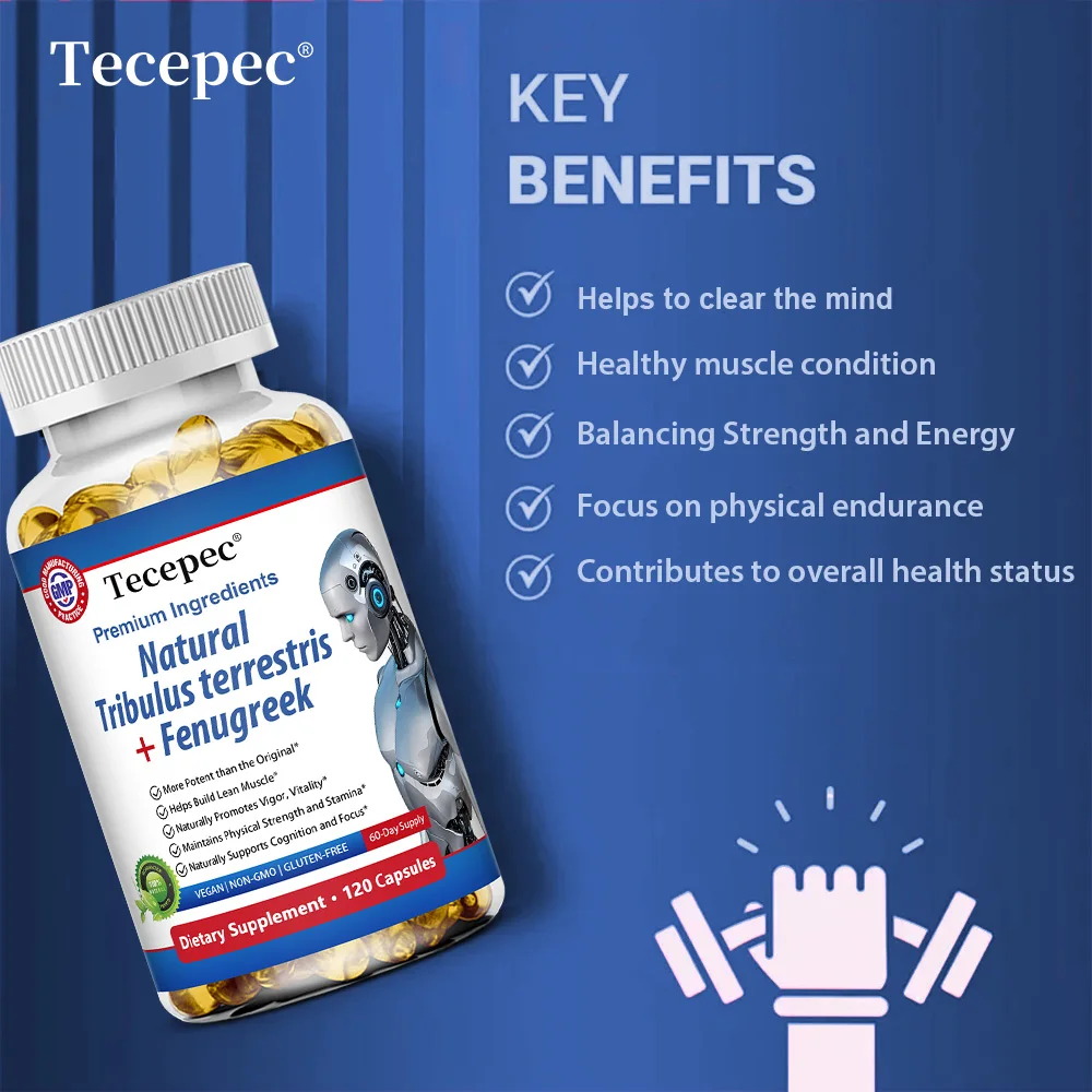 Natural Tribulus Terrestris+ Fenugreek Capsules-with Maca-Supports Energy,Mood,Stamina & Immunity