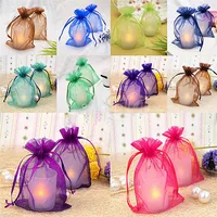 50pcs 7x9cm Organza Bag Jewelry Tulle Drawstring Bag Wedding Party Decoration Favors Jewelry Packaging Display Pouches 2