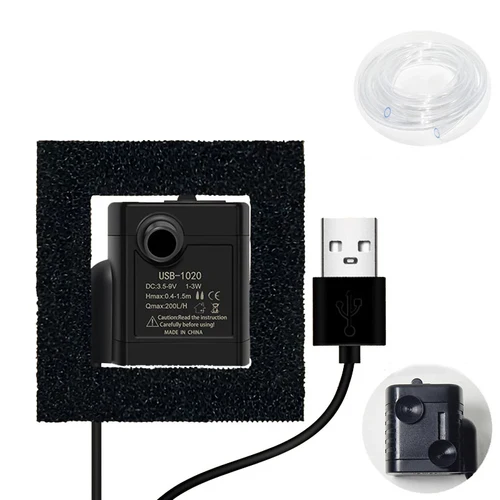 USB 워터 펌프 미니 DIY 수족관 필터 저소음 브러시리스 모터 펌프 수족관 액세서리, 애완 동물을 위한 잠수정 워터 사이클 4