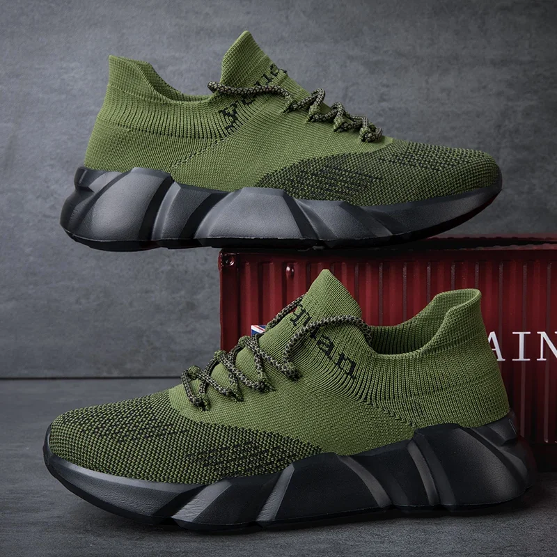 Women Men Sneakers Outdoor Breathable Running Shoes Solid Lace Up Mesh Casual Sock Shoes for Training Walking Plus Size 36-46