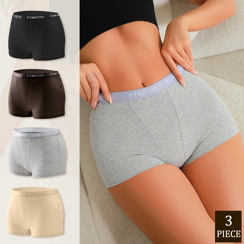 Women's Panties 3Pcs Cotton Seamless Sports Boxers Solid Color Briefs Lingerie Intimate Underpant S-XXL