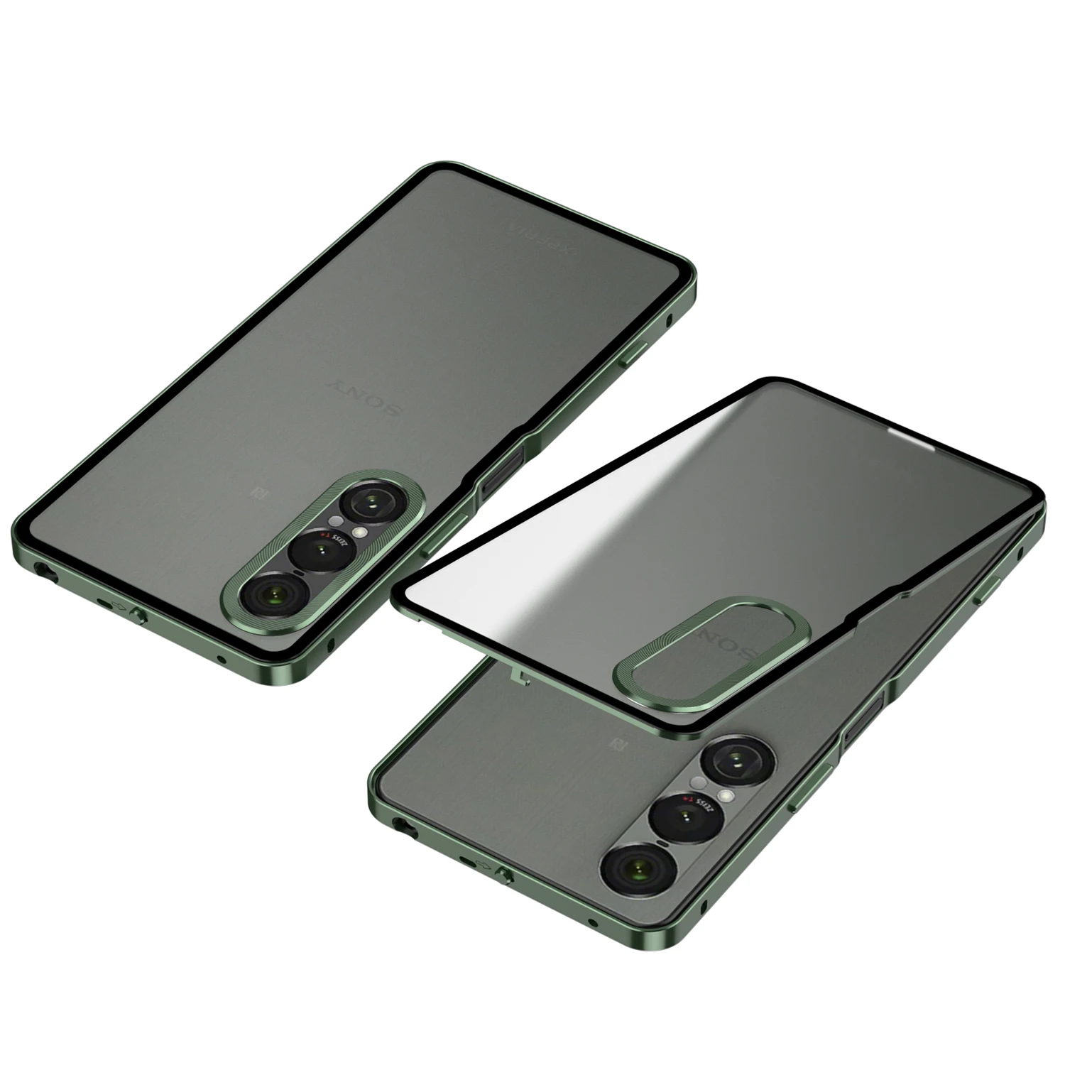 Shockproof Metal Phone Case with Aluminium Alloy Frame and Hard Matte Bumper Cover
