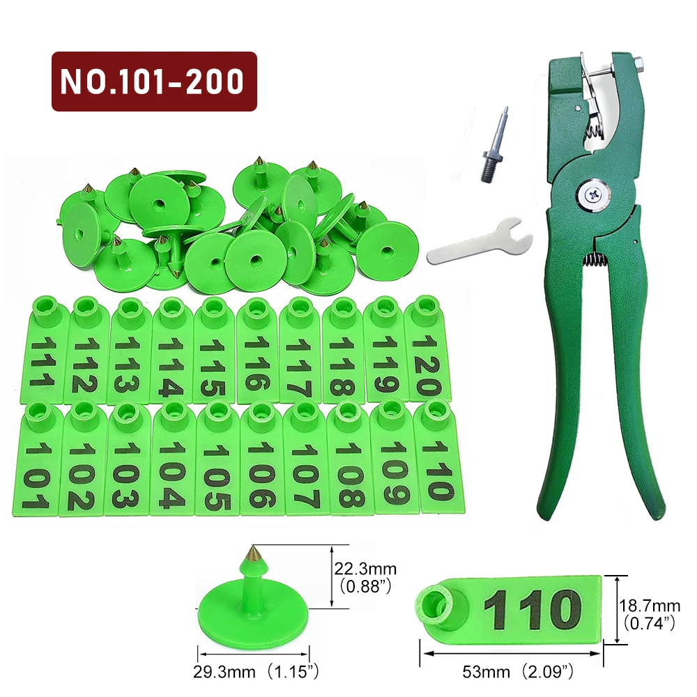 100 Étiquettes Auriculaires Pour Bétail Numérotées - Marquage Oreille Vache Cochon Chèvre Bleu 101-200