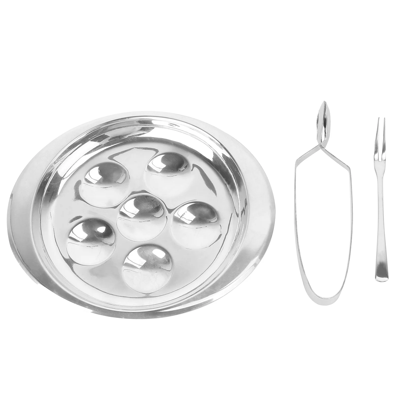 

Stainless Steel Snail Dish Plate Heat Resistant Mushroom Escargot Dinner Plate Fork Clip Set Tableware Baking Pans