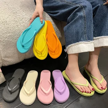 Beach Sandals Summer Flip Flops for Women Slippers Cute Candy Color Indoor Flat Shoes Men Beach Slippers Non-slip Soft Sole 1