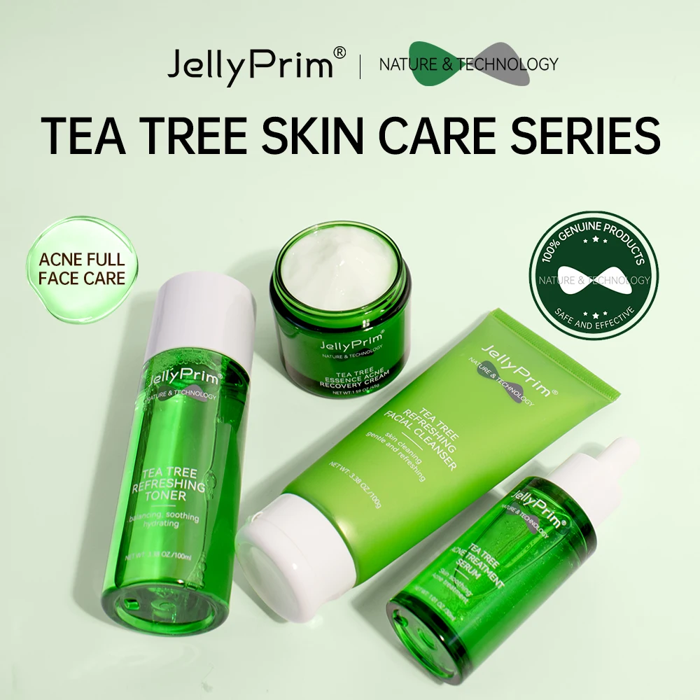 Australian Tea Tree Acne Skin Care Set Facial Cleaning Acne Pimple Moisturizing Refresh Serum Cream Face Skincare Kits JellyPrim