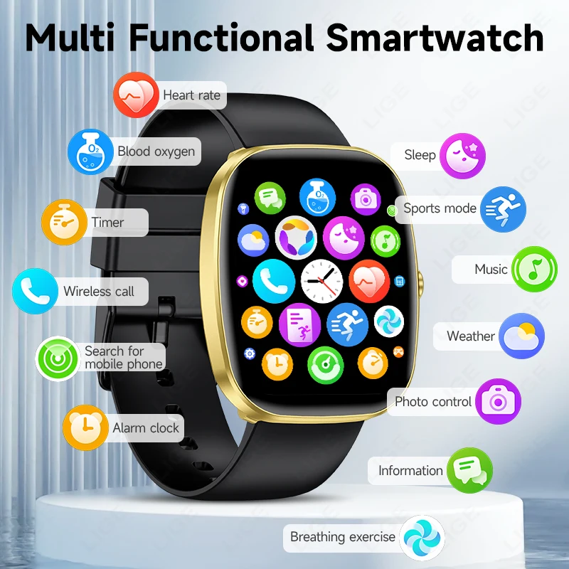 LIGE NEW Smart Watch Women Men Lady Gift Sports Fitness Watches Heart Rate Monitor Waterproof Smartwatch For Phones Android IOS