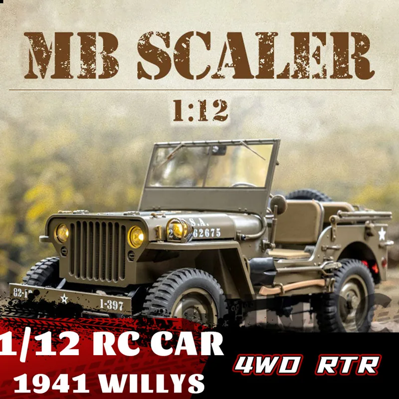 ROCHOBY 1:12 RC카, 1941 Willys MB 버기 1/12 RC 크롤러 등반 리모컨 모델 자동차, 성인 어린이 장난감 선물