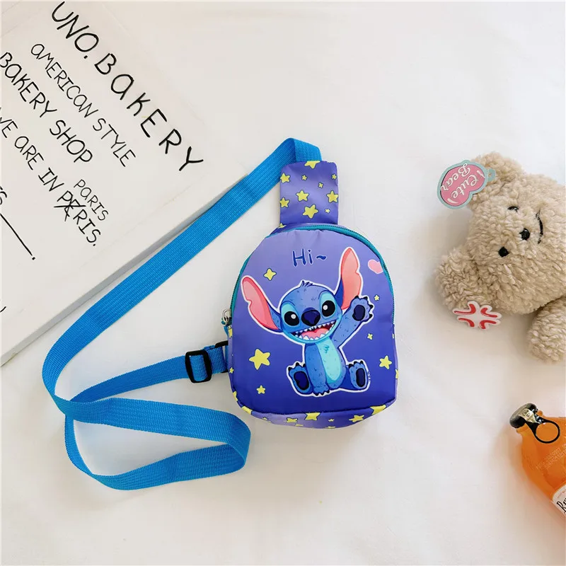 Disney Stitch Fashion Cartoon Children's Bag Casual Small Kids Backpack Boy and Girl Chest Lightweight Cute Baby Crossbody Bag