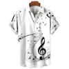 New Men's Shirt 2023 Summer Fashion Hawaiian Shirt Short Sleeve Lapel Top Music Symbol Pattern Print Shirt Oversized Man Clothes 5