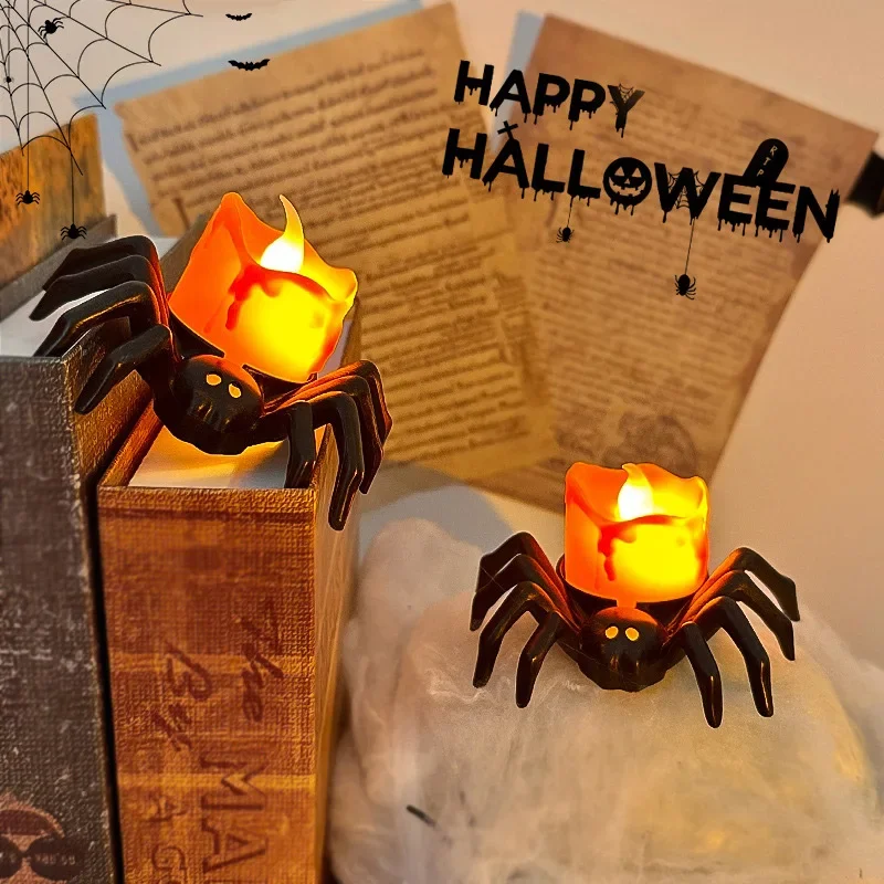 Halloween Decorations LED Candle Light Plastic Spider Pumpkin Lamp for Home Bar Haunted House Halloween Party Decor - Image 8