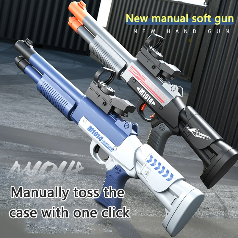 M1014 Toy Gun Soft Bullet for Children, Manual Shell Throwing with Red Dot Sight