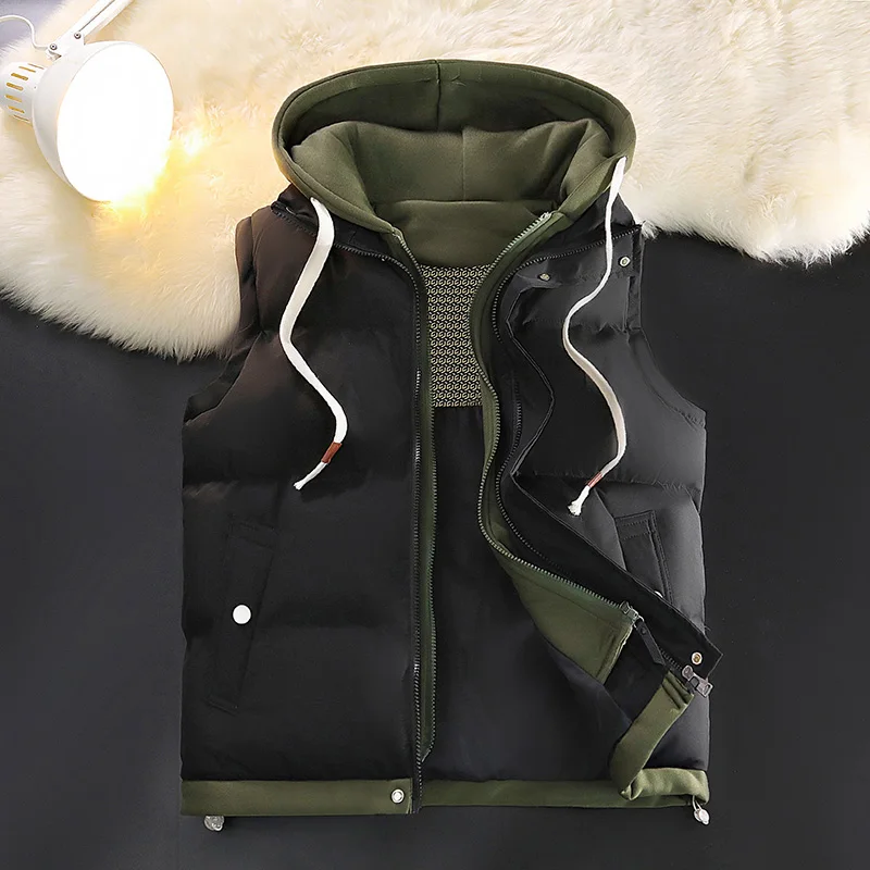 Down Cotton Vest men down vests down jacket mens jacket Male Autumn Winter Middle School Students Loose Brand Fashion Trend Thickened Waistcoat Cotton-padded Jacket