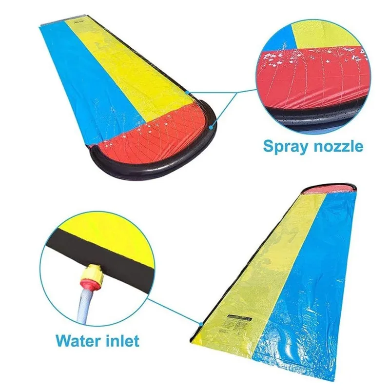 Corrediça de água inflável para crianças, escorregador aquático, brinquedos Splash Play com sprinkler embutido, diversão ao ar livre no quintal, verão