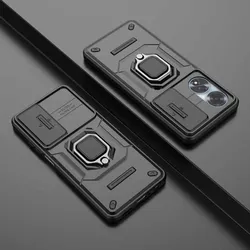 Shockproof Slide Lens Armor Phone Case Cover for Realme C65 (Black)
