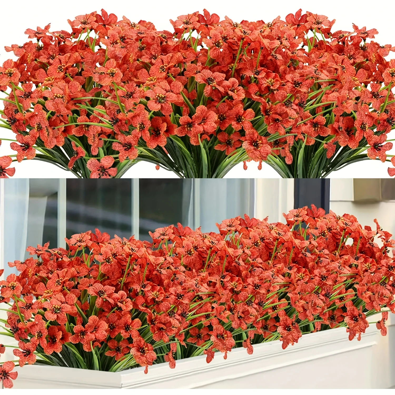 6pcs Vibrant Artificial Violet Flowers-UV Resistant, No Fade, Realistic Petals for Indoor Outdoor Hanging Decor, Spring Summer