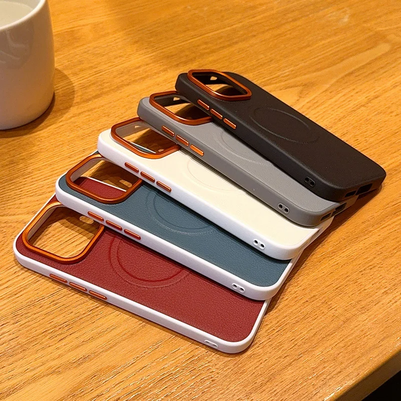 Leather Texture Phone Case with Raised Camera Protection