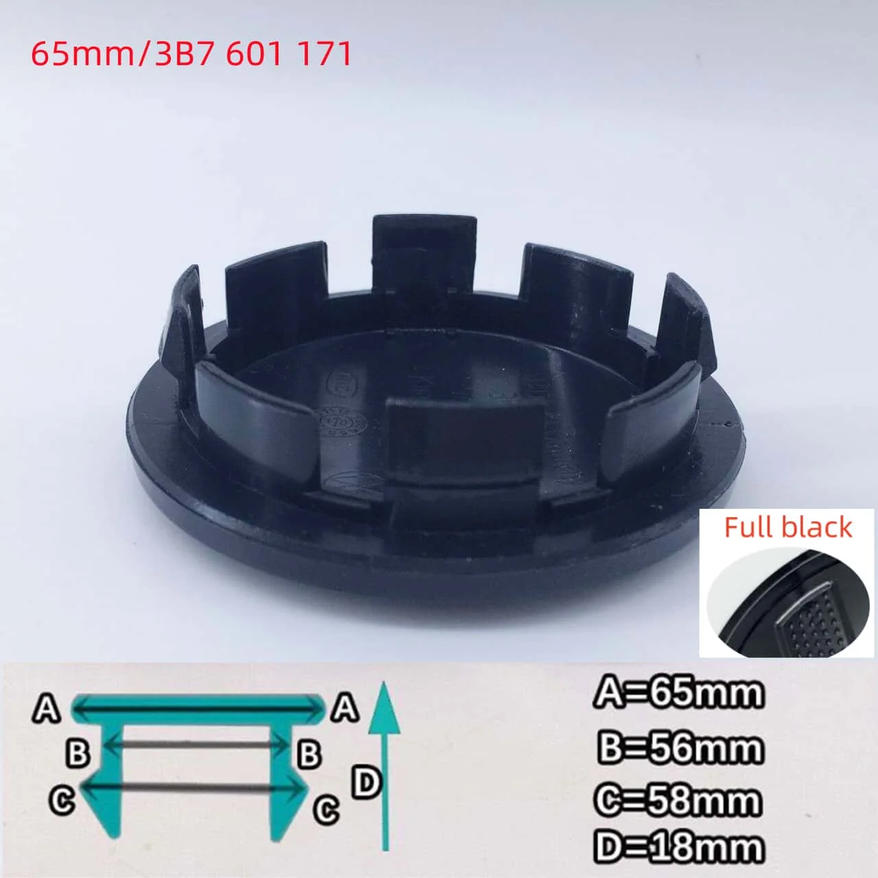 10PCS Full Black Wheel Center Caps Hub Covers - Car Styling Accessories