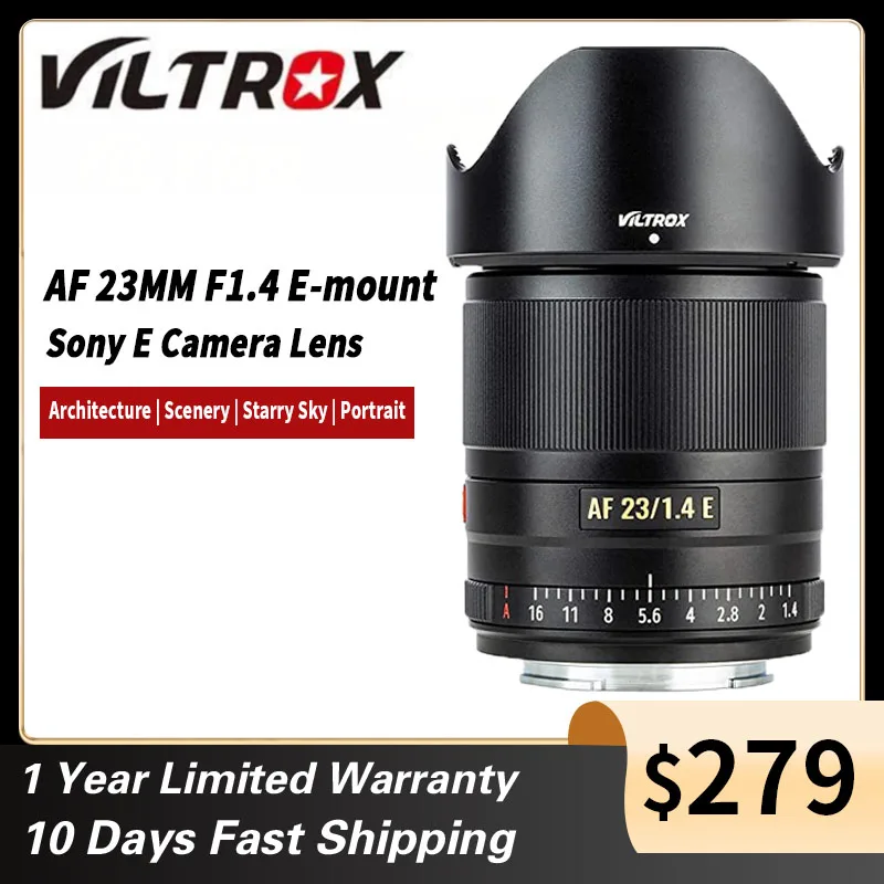 

VILTROX AF 23mm Lens F1.4 Auto Focus APS-C Prime Lens with Large Aperture for Sony E-mount Lens A6300 A6600 A7RIII A7RIV Camera