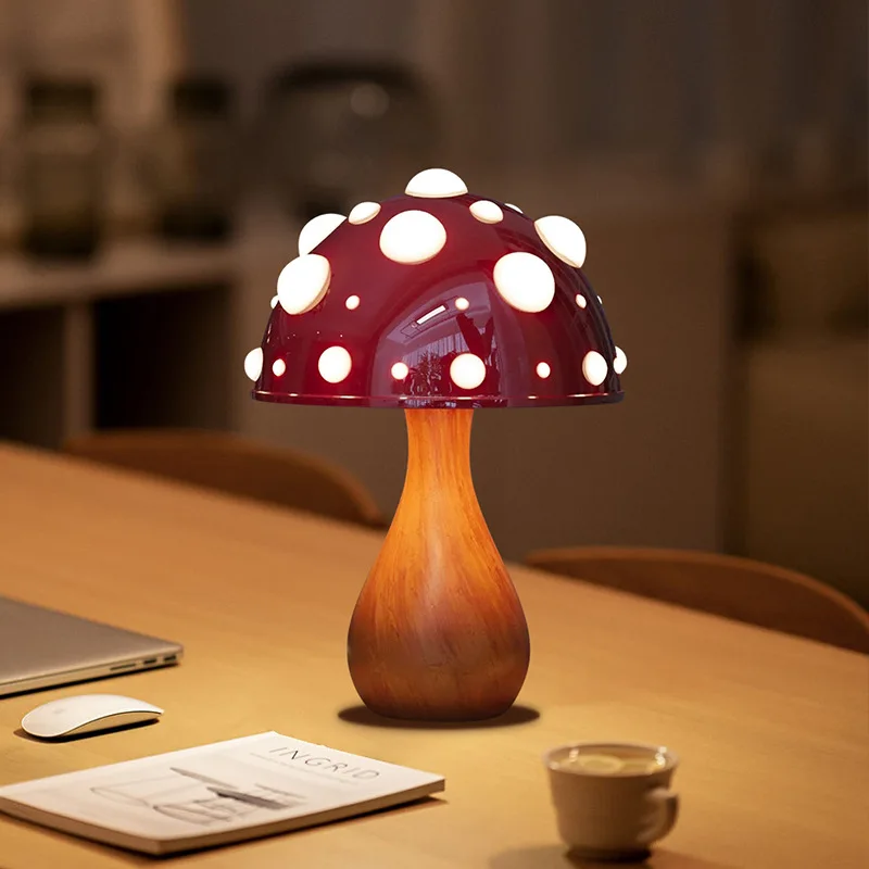 Amanita Mushroom Lamp with LED Tricolored Bulb AC or USB Warm Light Biomimetic Fly Agaric Desk Light for LivingroomBedside Hotel 3