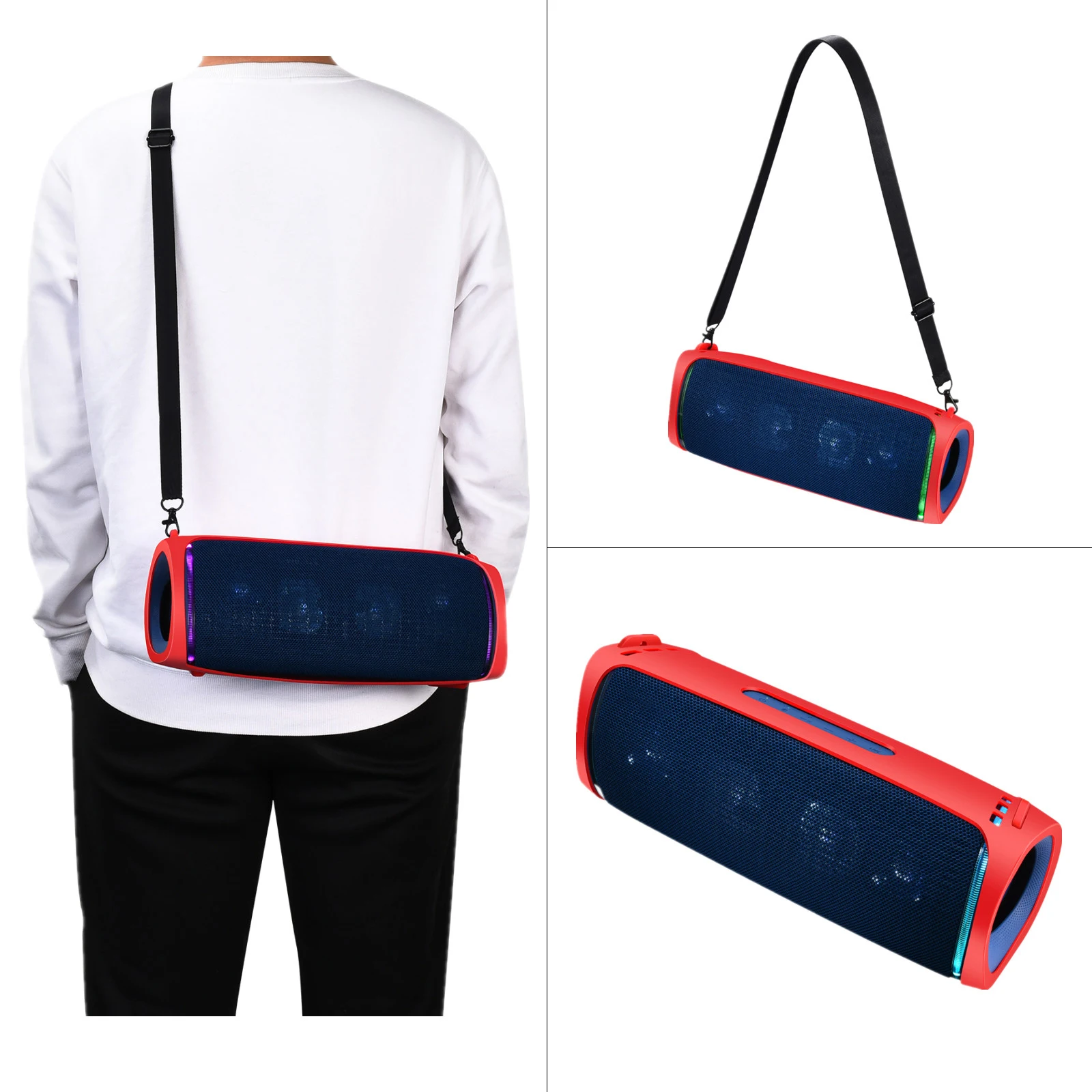 Waterproof Speaker Case Adjustable Strap Silicone Bluetooth-compatible Speaker Case Portable Anti Fall for Iconic Brand SRS-XB43