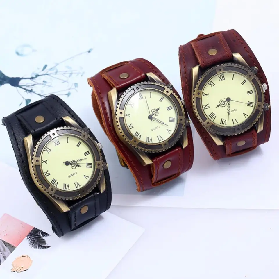 DAXIAOYU Orologio Da Polso Da Uomo Con Scheletro, Stile Steampunk, Con Numeri Romani, Stile Retrò, Sportivo, Vintage, Con Lunetta In Bronzo, Orologio Da Polso Meccanico Automatico In Pelle
