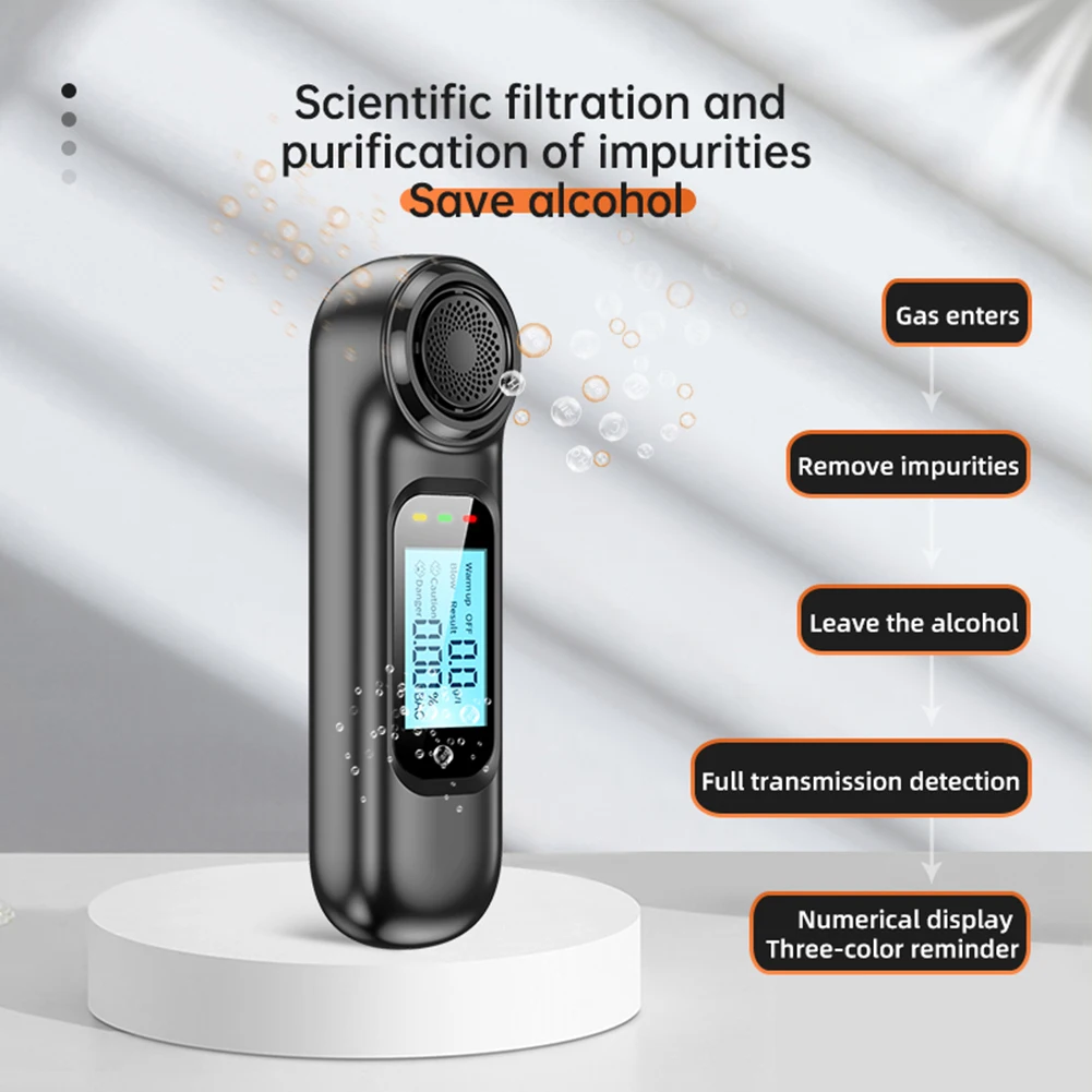 Digital Breathalyzer USB Rechargeable LCD Display Portable Personal Breath Alcohol Tester Contactless Digital Alcohol Detector