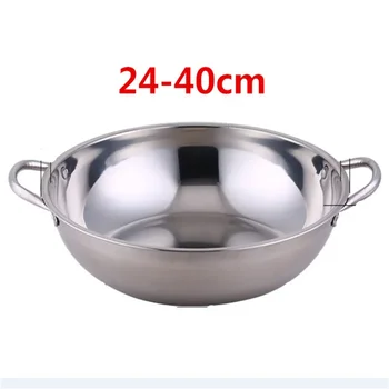 24-40cm Stainless Steel 1.5mm Thick Double Ear Soup Cooker Hot Pot Twin Divided Cookware home Kitchen round induction cooker