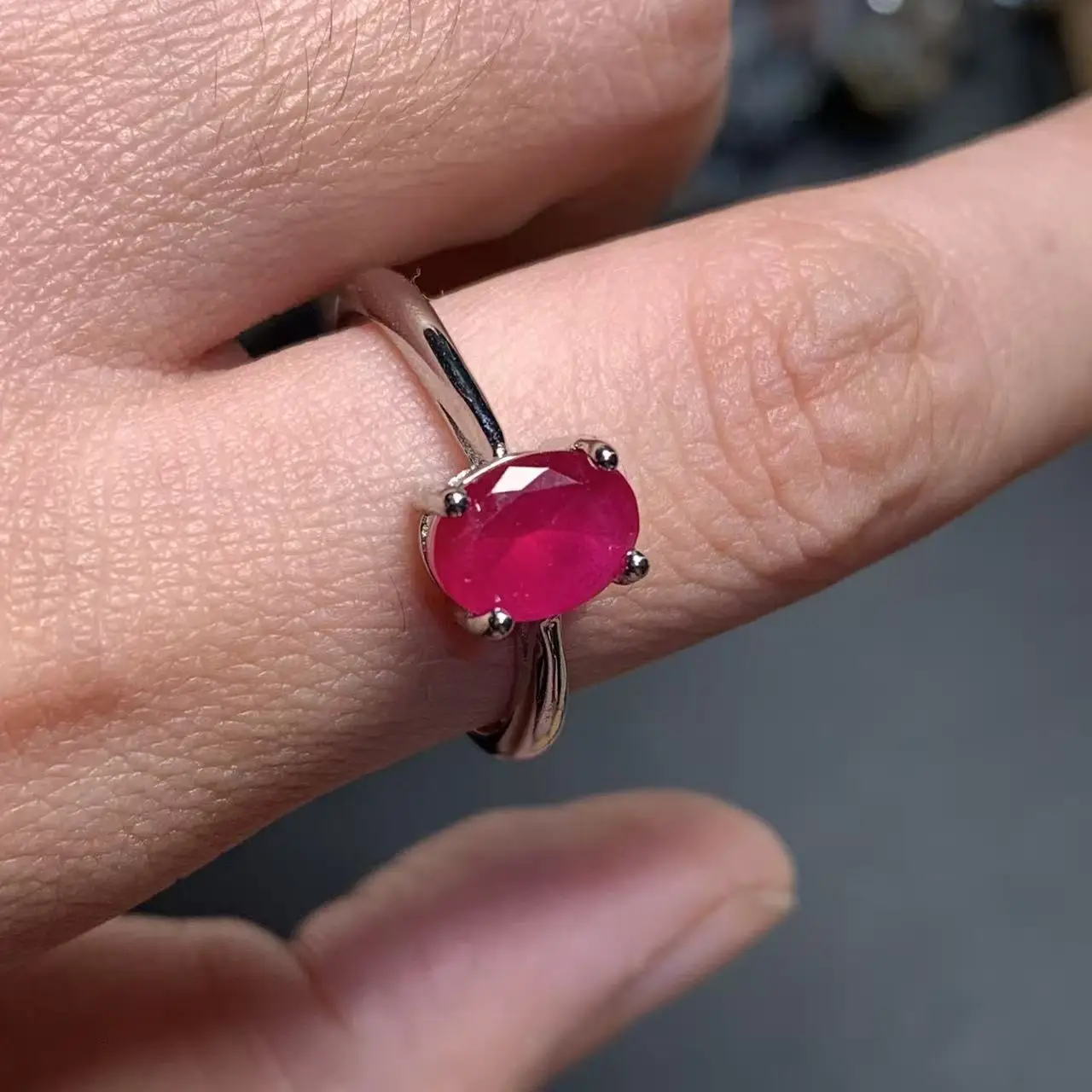 8*6MM Extravagant Natural Ruby Ring Adjustable Female Ring Jewelry for Women Gift Wholesale High Quality Vintage Fine