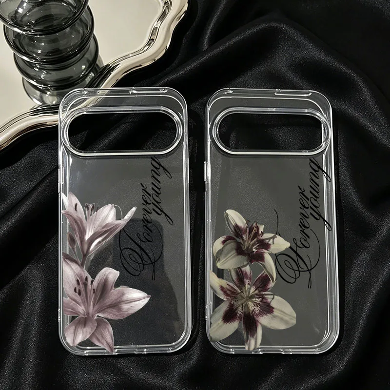 Vintage Lily Floral Clear Phone Case – Elegant Flower Cover