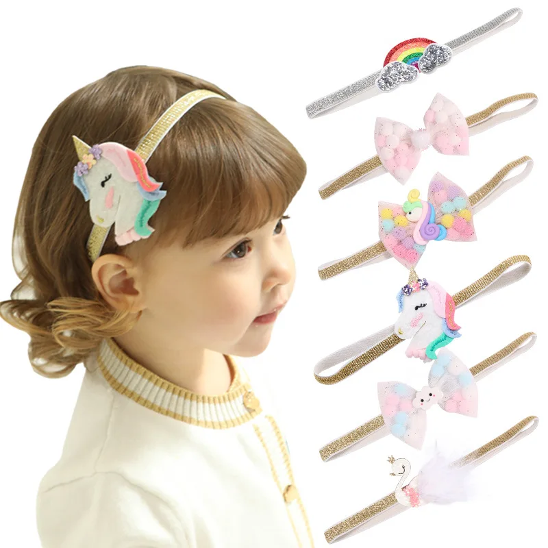1PC Cute Unicorn Baby Headband Soft Adjustable Headwear for Girls Infant Princess Hair Accessories Party Favor Baby Hairband