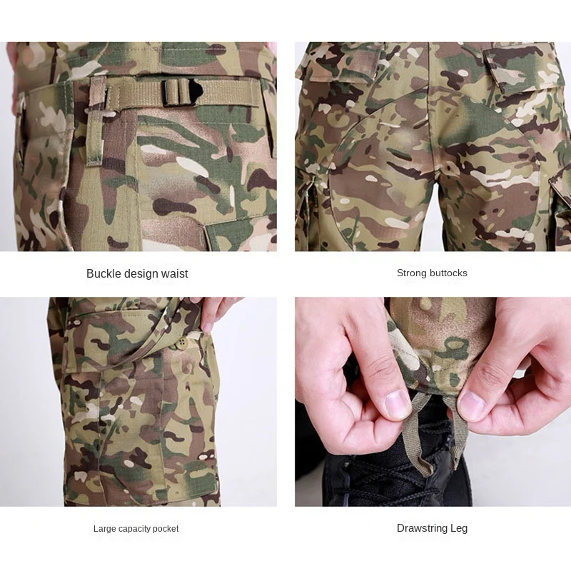 Oulylan Jungle Outdoor Camouflage Uniform Tactical Uniform Combat Hunting Suit BDU Training Jacket and Pant Suit