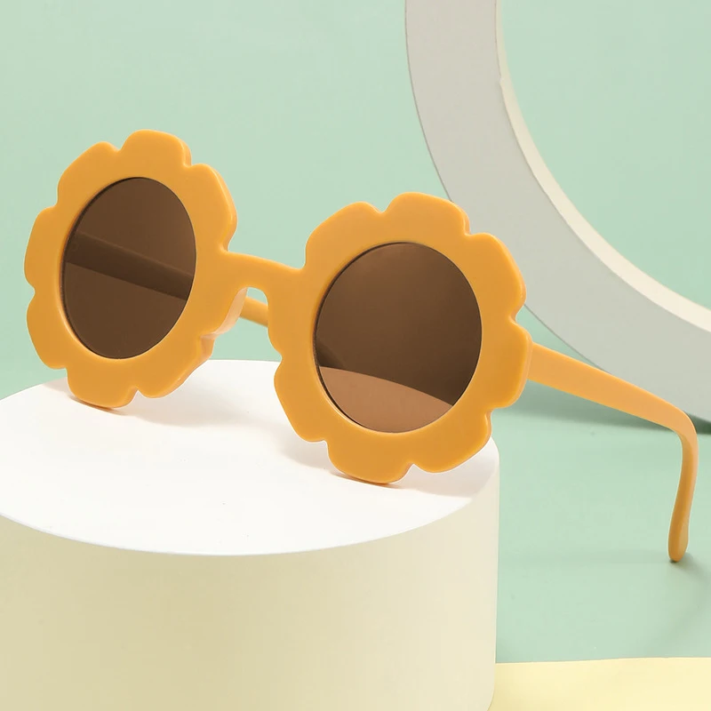 Tanio Moda nowe okulary przeciwsłoneczne dla dzieci okrągły kwiat Daisy