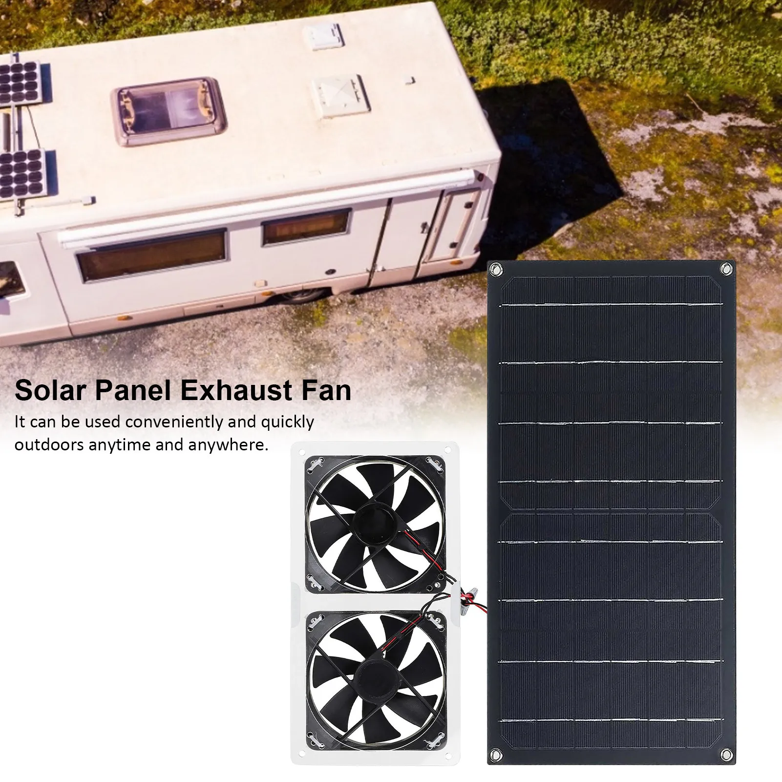 Kit de ventilateur de panneau solaire double extracteur d'air équipement de ventilation extérieure pour serres 10W 800MA pour poulaillers serres hangars 