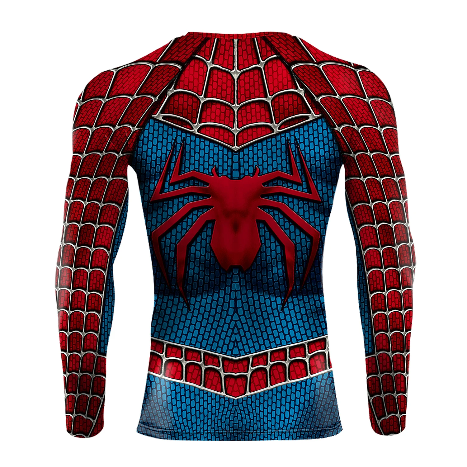 Mens Long Sleeve Spider-Man Compression Shirt - Superhero Cosplay Fitness Top