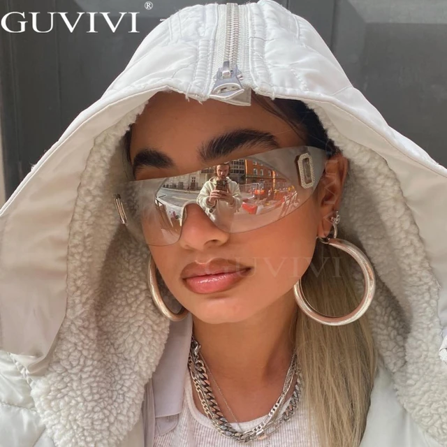 Luxury Y2K One Piece Sunglasses Women Brand Designer Wrap Around